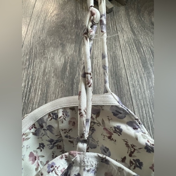 Blāshe Romantic Purple Floral Bodysuit with Bustier Top and High-Cut Style. M - Picture 16 of 16